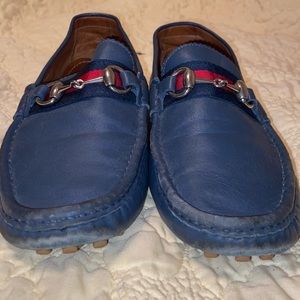 Gucci Men's 'Damo' Leather Horsebit Driver, Navy 322741 size 9